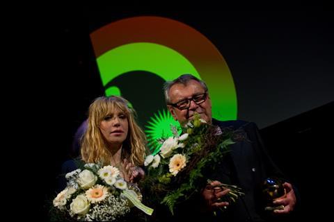 Courtney Love with Milos Forman, who received this year's Tribute Award